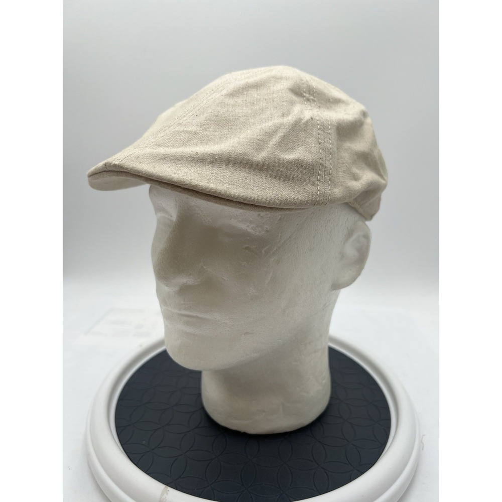 Vintage Stone Linen Cotton Ivy Flat Cap S/M Beige Newsboy Driver Golf Hat